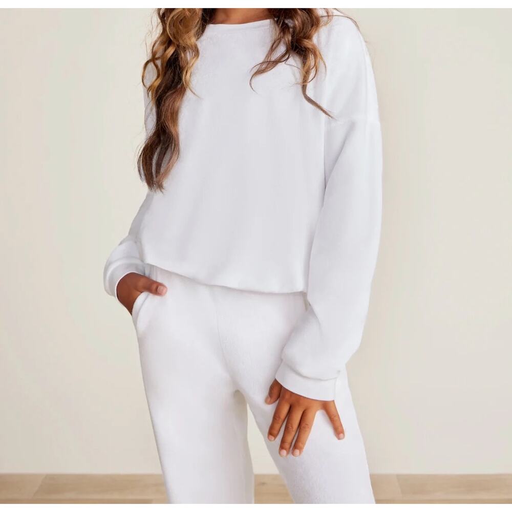 BAREFOOT DREAMS Youth CozyTerry Dolman pullover In White Sz 12/14 NWT - Picture 3 of 8